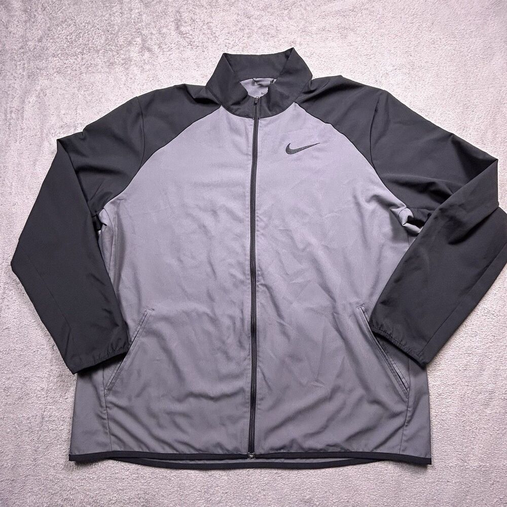 Nike Dri-Fit Zip Up Jacket Mens XXL Grey Black Activewear Sport
